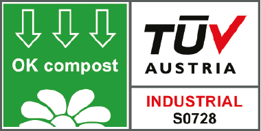 TÜV AUSTRIA OK compost INDUSTRIAL certification logo TA8012307596